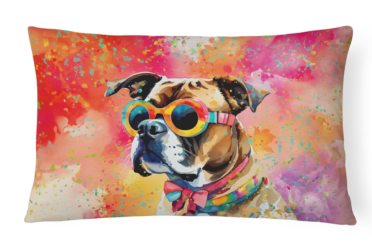 Hippie Dawg Throw Pillow Throw Pillow for Indoor Couch Bed Outdoor Patio Washable, Boxer 2473,12Hx16W