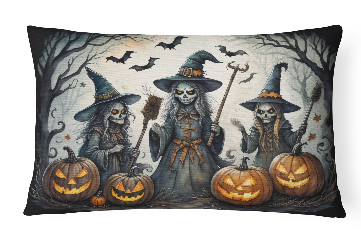 More Spooky Halloween Throw Pillow Throw Pillow for Indoor Couch Bed Outdoor Patio Washable, Witches 2292,12Hx16W