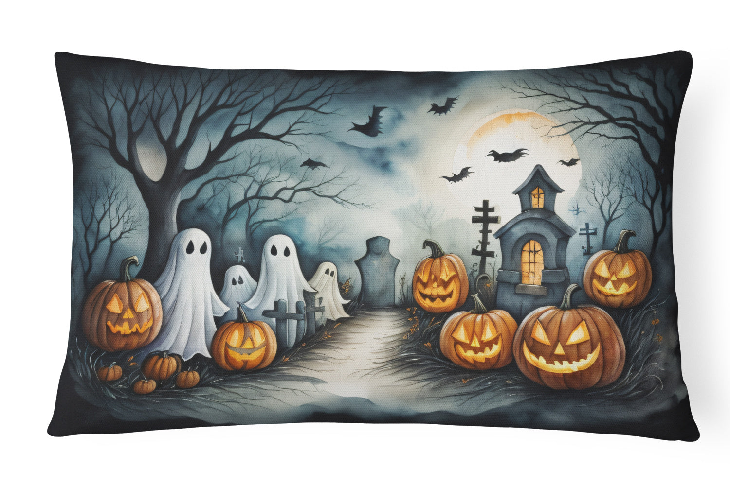 More Spooky Halloween Throw Pillow Throw Pillow for Indoor Couch Bed Outdoor Patio Washable, Ghosts 2273,12Hx16W