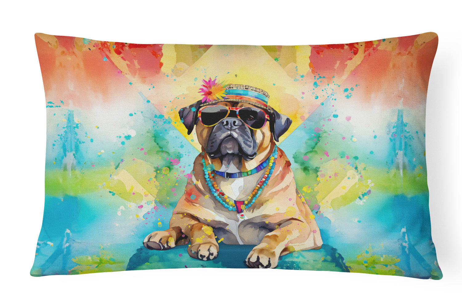 Hippie Dawg Throw Pillow Throw Pillow for Indoor Couch Bed Outdoor Patio Washable, Cane Corso 2482,12Hx16W