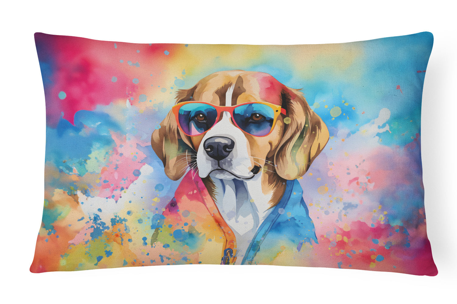 Hippie Dawg Throw Pillow Throw Pillow for Indoor Couch Bed Outdoor Patio Washable, Beagle 2455,12Hx16W