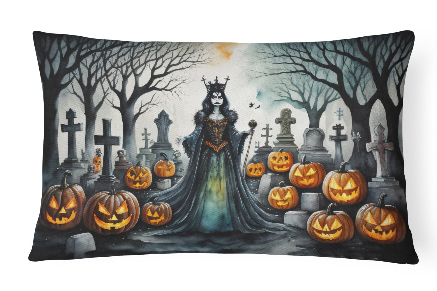 More Spooky Halloween Throw Pillow Throw Pillow for Indoor Couch Bed Outdoor Patio Washable, Evil Queen 2242,12Hx16W