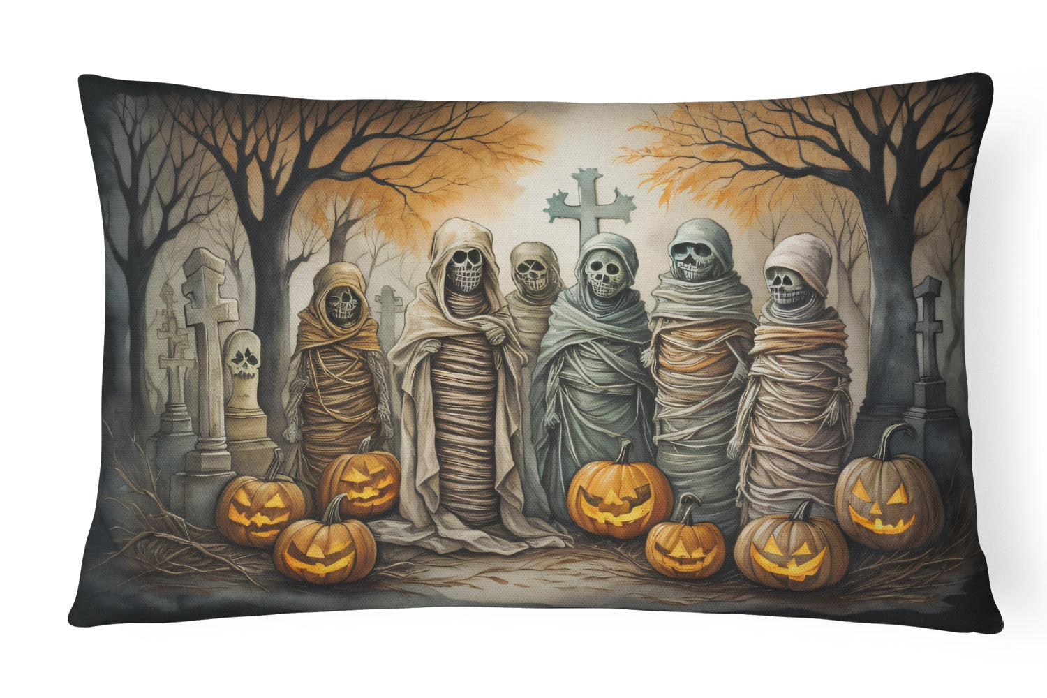 More Spooky Halloween Throw Pillow Throw Pillow for Indoor Couch Bed Outdoor Patio Washable, Mummies 2257,12Hx16W