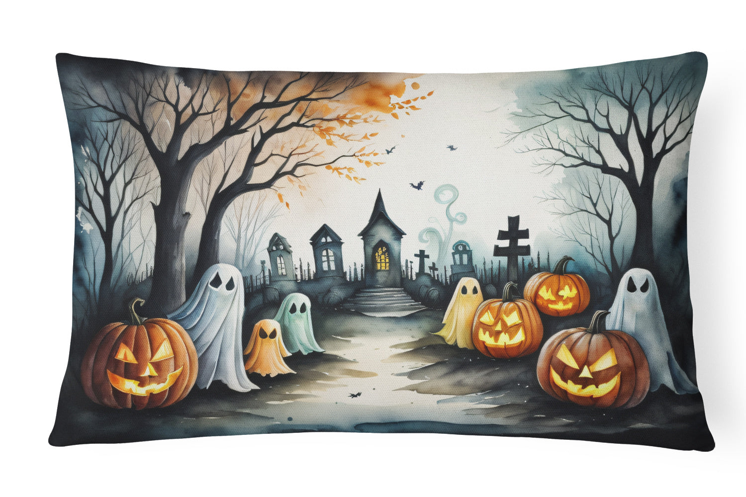 More Spooky Halloween Throw Pillow Throw Pillow for Indoor Couch Bed Outdoor Patio Washable, Ghosts 2245,12Hx16W