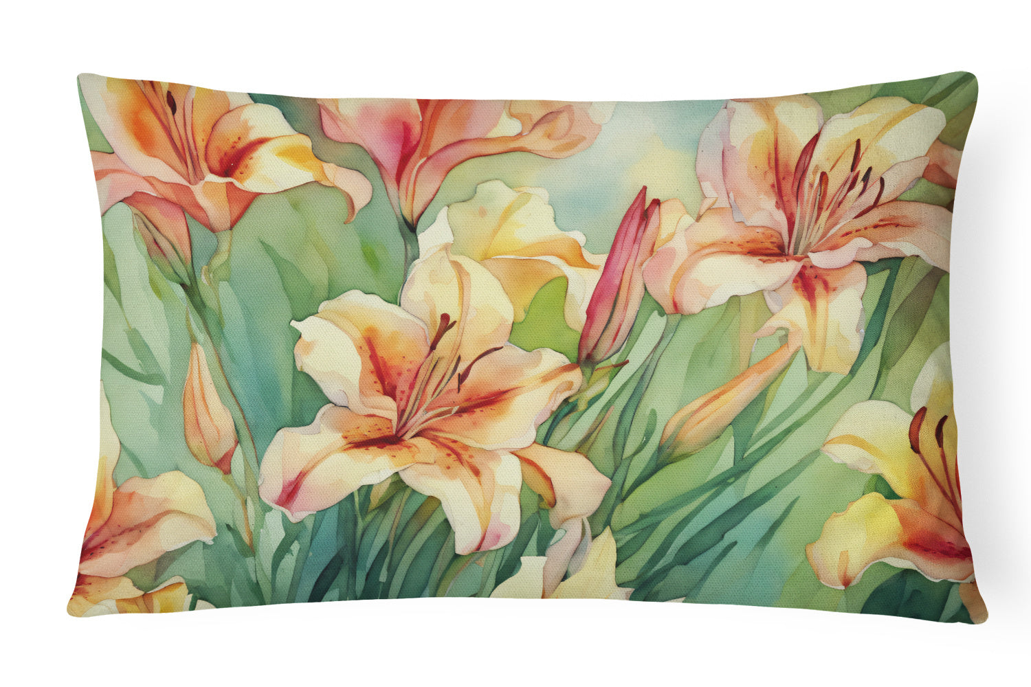 State Watercolor Flowers Throw Pillow Throw Pillow for Indoor Couch Bed Outdoor Patio Washable, Utah Sego Lilies 1710,12Hx16W