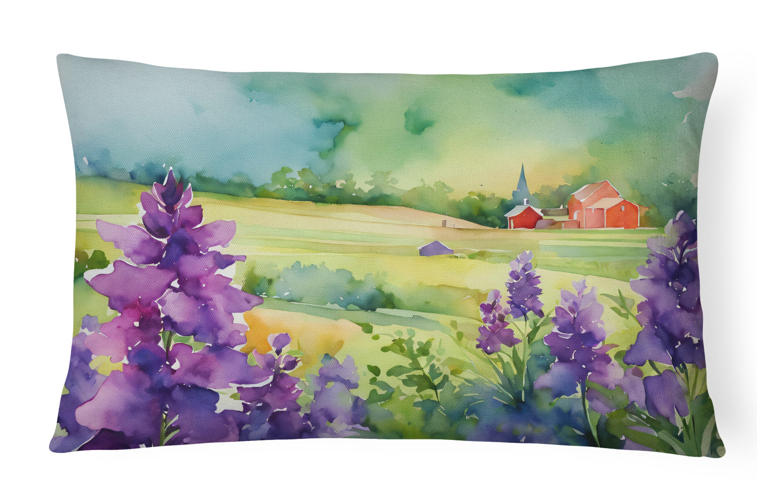 NEW State Watercolor Flowers Throw Pillow Throw Pillow for Indoor Couch Bed Outdoor Patio Washable, New Jersey Violet 1688,12Hx16W