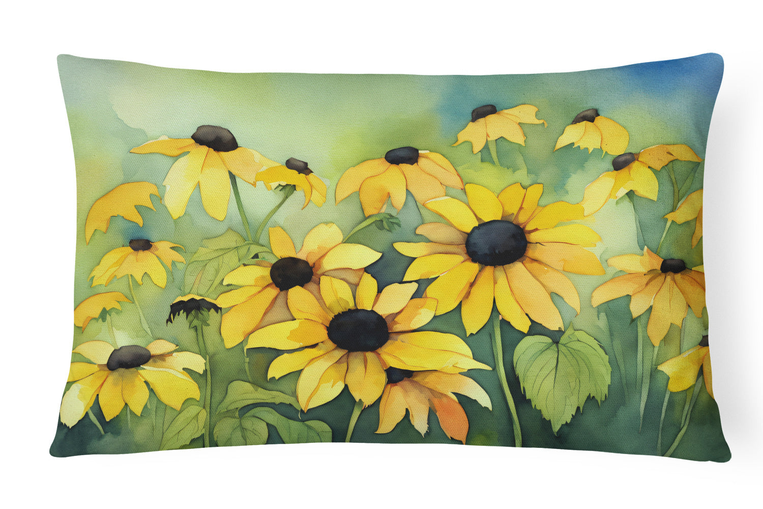 State Watercolor Flowers Throw Pillow Throw Pillow for Indoor Couch Bed Outdoor Patio Washable, Maryland Black-Eyed Susans 1667,12Hx16W