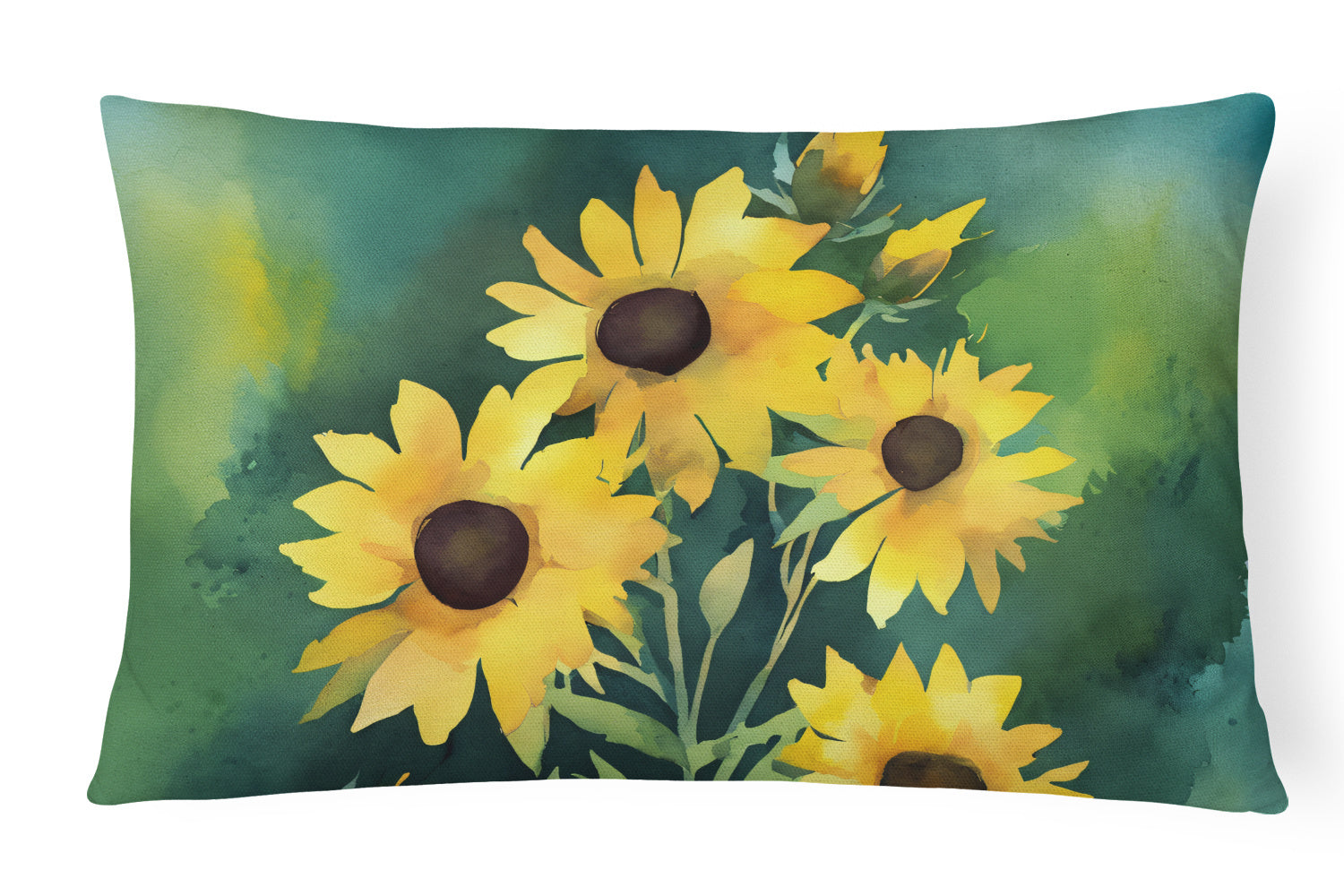 State Watercolor Flowers Throw Pillow Throw Pillow for Indoor Couch Bed Outdoor Patio Washable, Kentucky Goldenrod 1657,12Hx16W