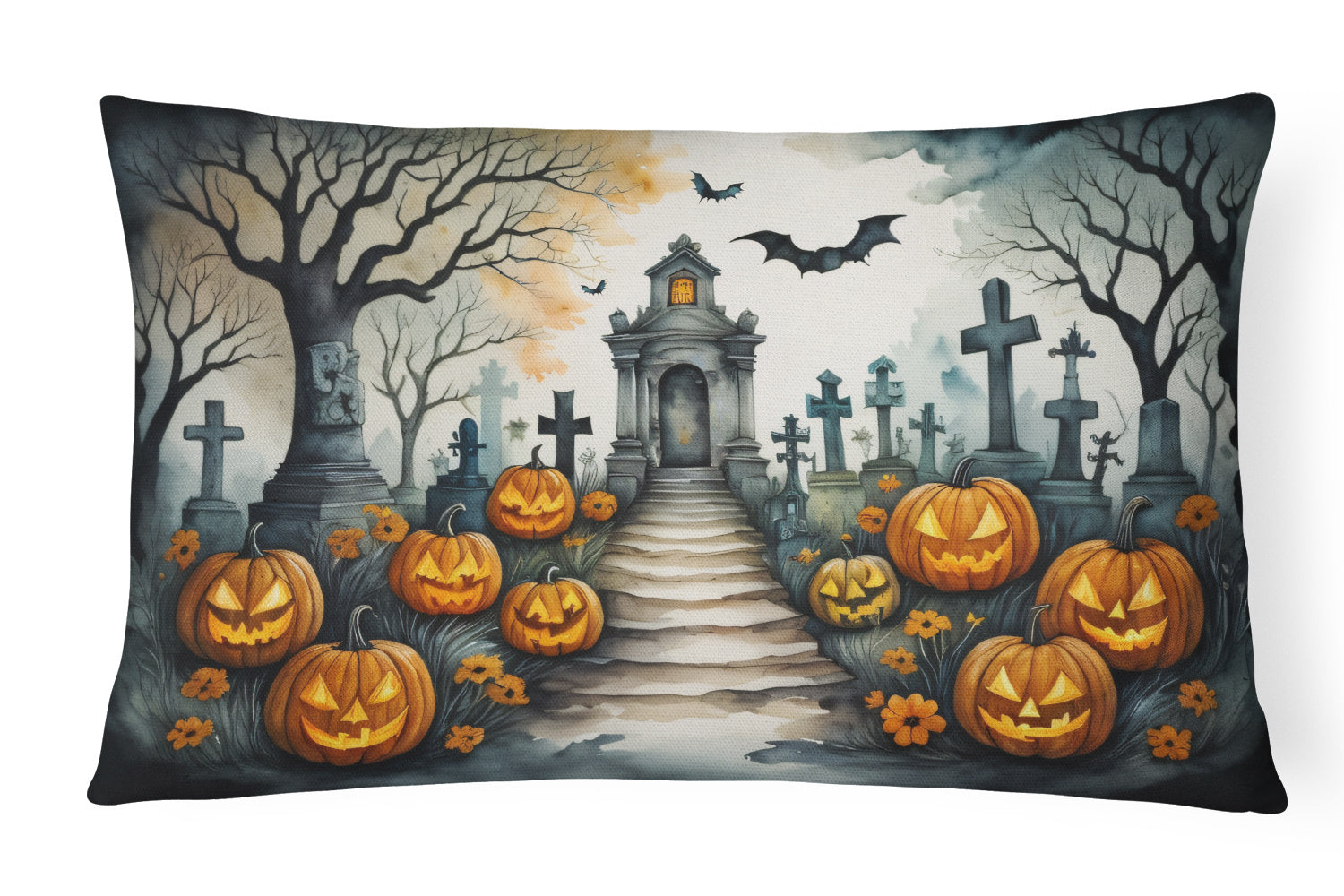 More Spooky Halloween Throw Pillow Throw Pillow for Indoor Couch Bed Outdoor Patio Washable, Marigold 2256,12Hx16W