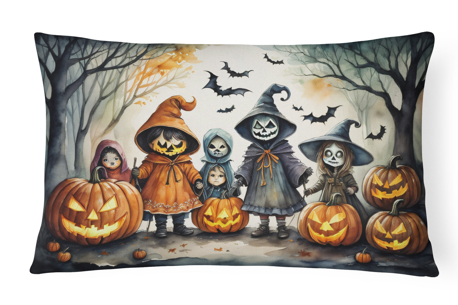 More Spooky Halloween Throw Pillow Throw Pillow for Indoor Couch Bed Outdoor Patio Washable, Trick or Treaters 2221,12Hx16W