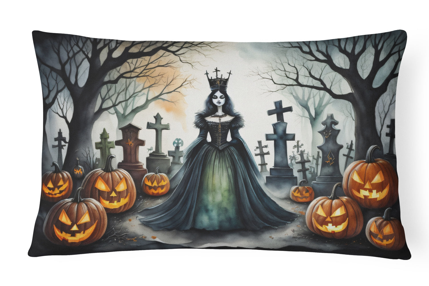 More Spooky Halloween Throw Pillow Throw Pillow for Indoor Couch Bed Outdoor Patio Washable, Evil Queen 2241,12Hx16W