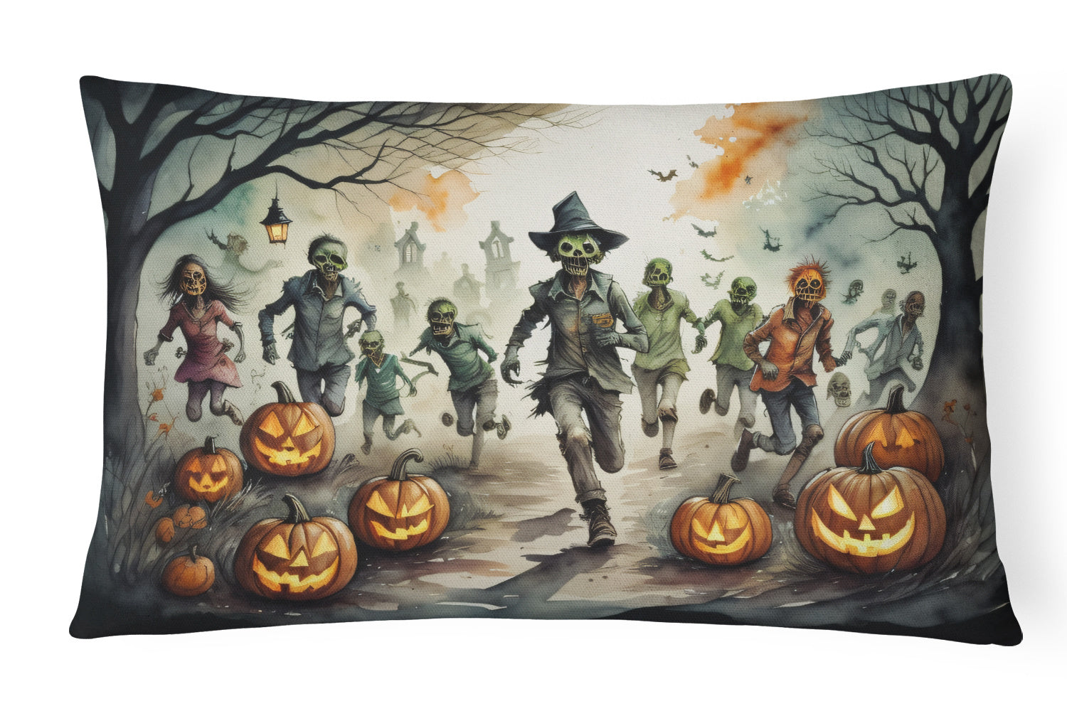 More Spooky Halloween Throw Pillow Throw Pillow for Indoor Couch Bed Outdoor Patio Washable, Zombies 2286,12Hx16W