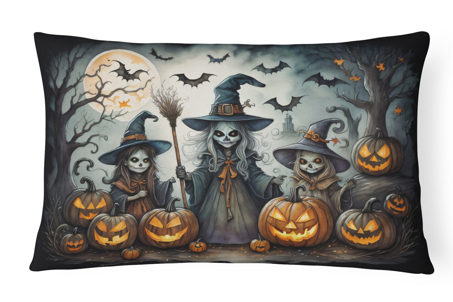 More Spooky Halloween Throw Pillow Throw Pillow for Indoor Couch Bed Outdoor Patio Washable, Witches 2284,12Hx16W