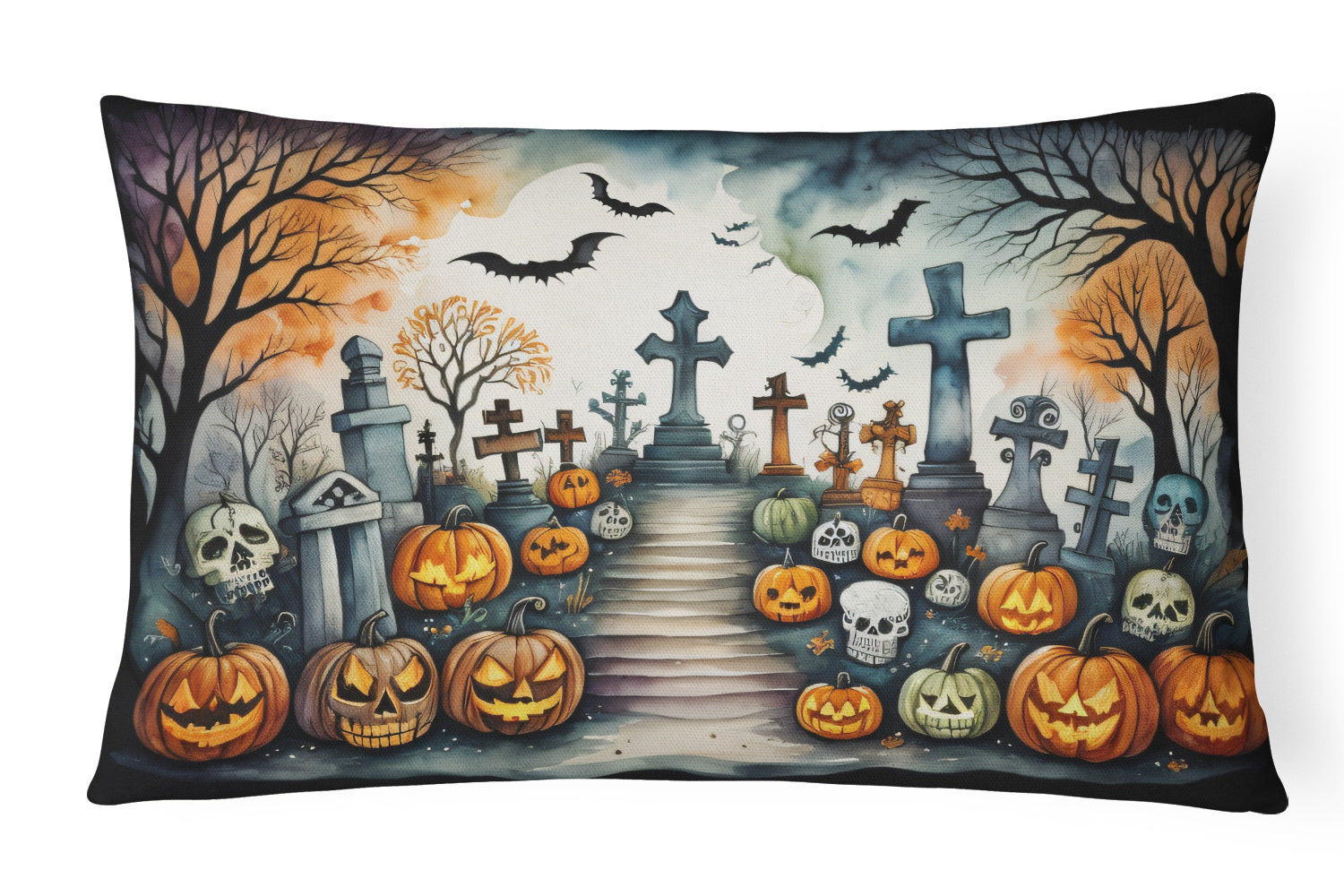 More Spooky Halloween Throw Pillow Throw Pillow for Indoor Couch Bed Outdoor Patio Washable, Day of the Dead 2237,12Hx16W