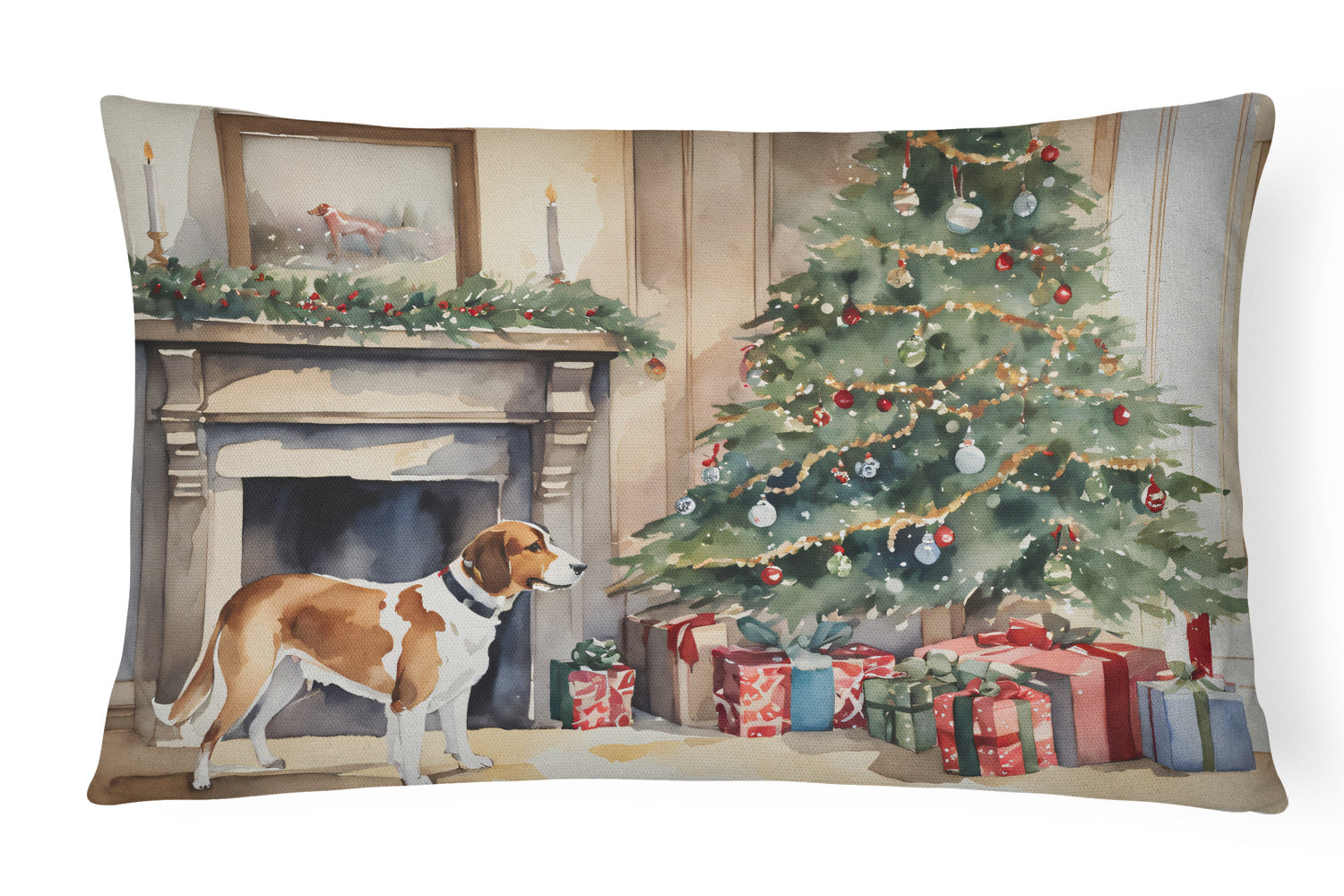 Cozy Christmas Throw Pillow Throw Pillow for Indoor Couch Bed Outdoor Patio Washable, English Foxhound 2652,12Hx16W