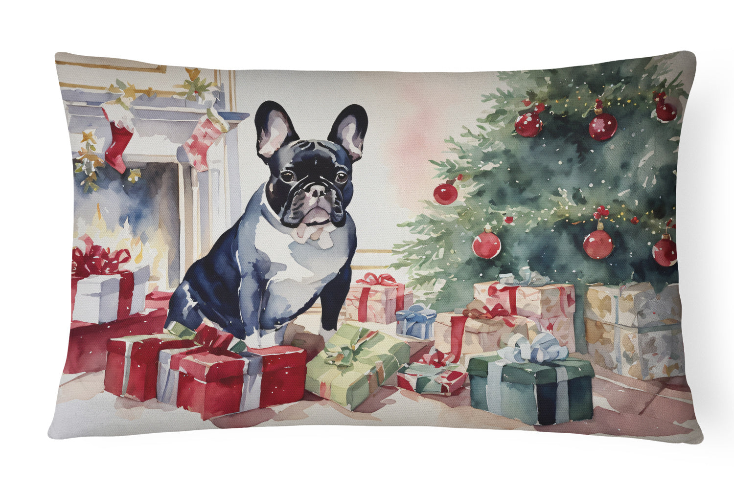 Cozy Christmas Throw Pillow Throw Pillow for Indoor Couch Bed Outdoor Patio Washable, French Bulldog 2659,12Hx16W