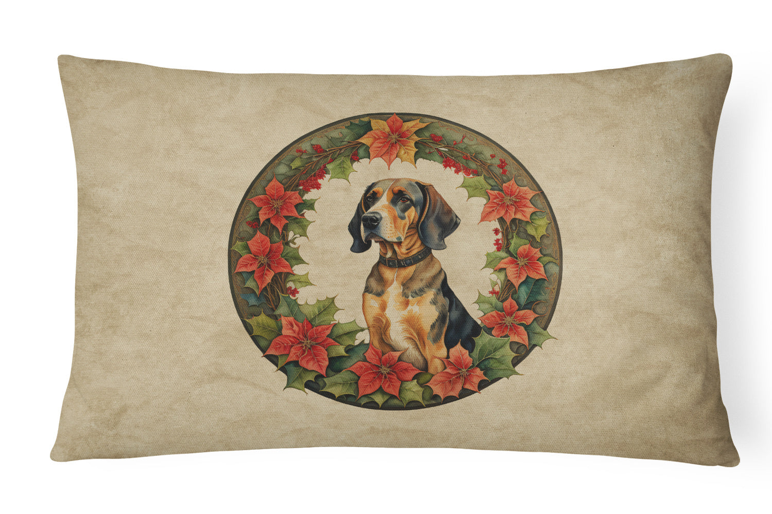 Christmas Flowers Frame Throw Pillow Throw Pillow for Indoor Couch Bed Outdoor Patio Washable, American English Coonhound 2301,12Hx16W