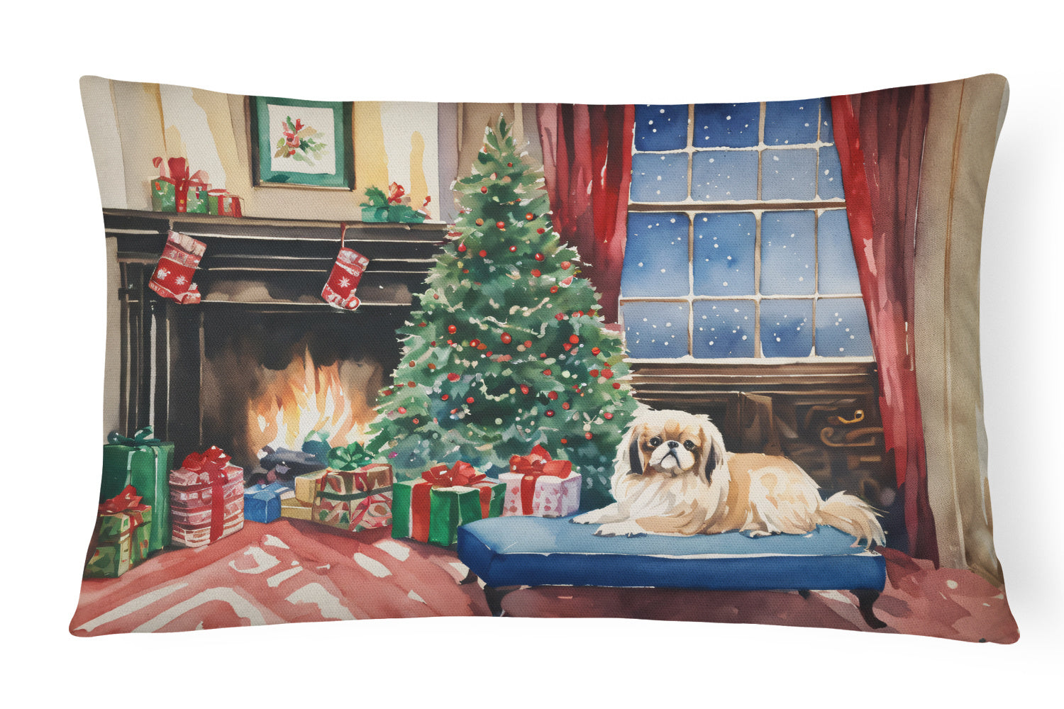 Cozy Christmas Throw Pillow Throw Pillow for Indoor Couch Bed Outdoor Patio Washable, Pekingese 2720,12Hx16W