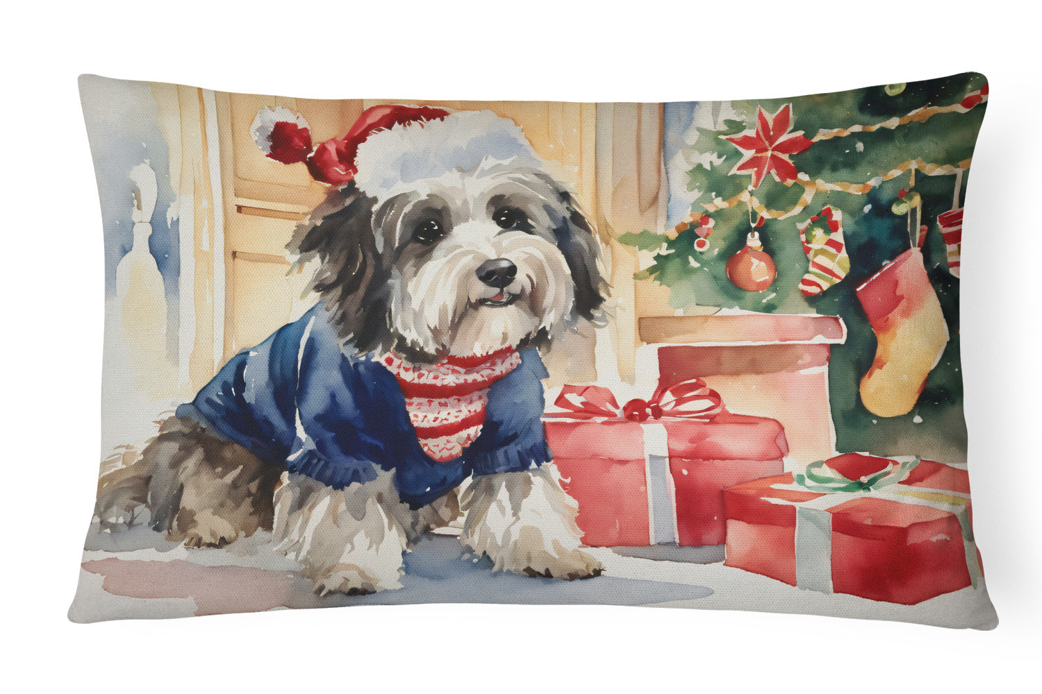 Cozy Christmas Throw Pillow Throw Pillow for Indoor Couch Bed Outdoor Patio Washable, Havanese 2674,12Hx16W