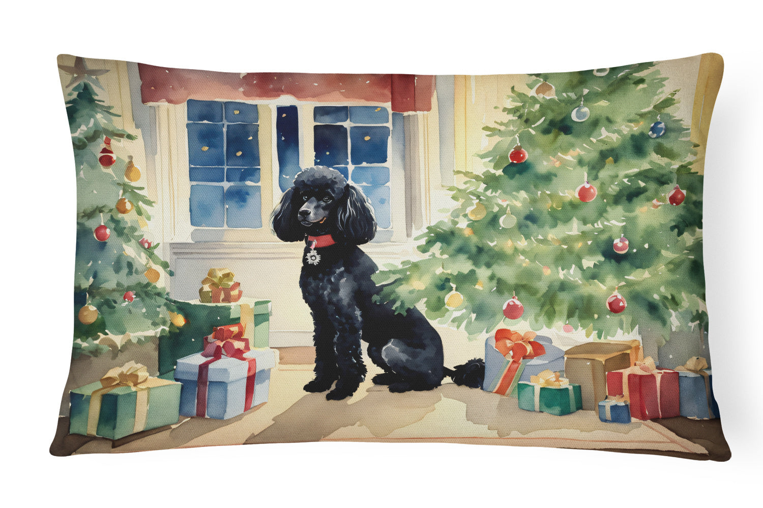 Cozy Christmas Throw Pillow Throw Pillow for Indoor Couch Bed Outdoor Patio Washable, Poodle 2724,12Hx16W