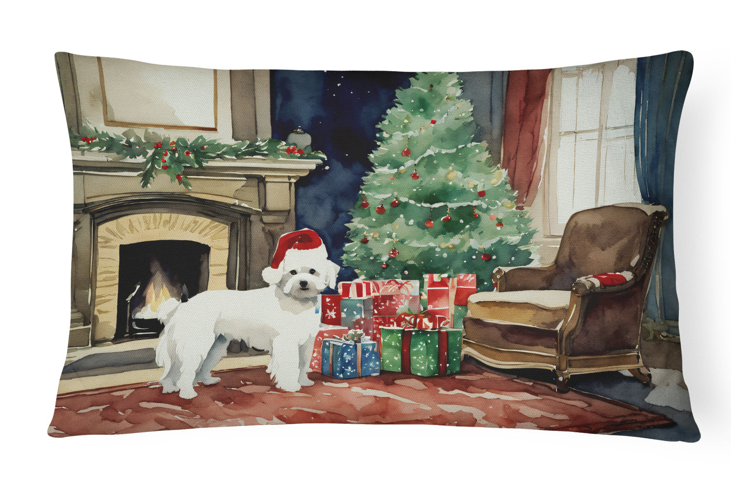 Cozy Christmas Throw Pillow Throw Pillow for Indoor Couch Bed Outdoor Patio Washable, Maltese 2702,12Hx16W