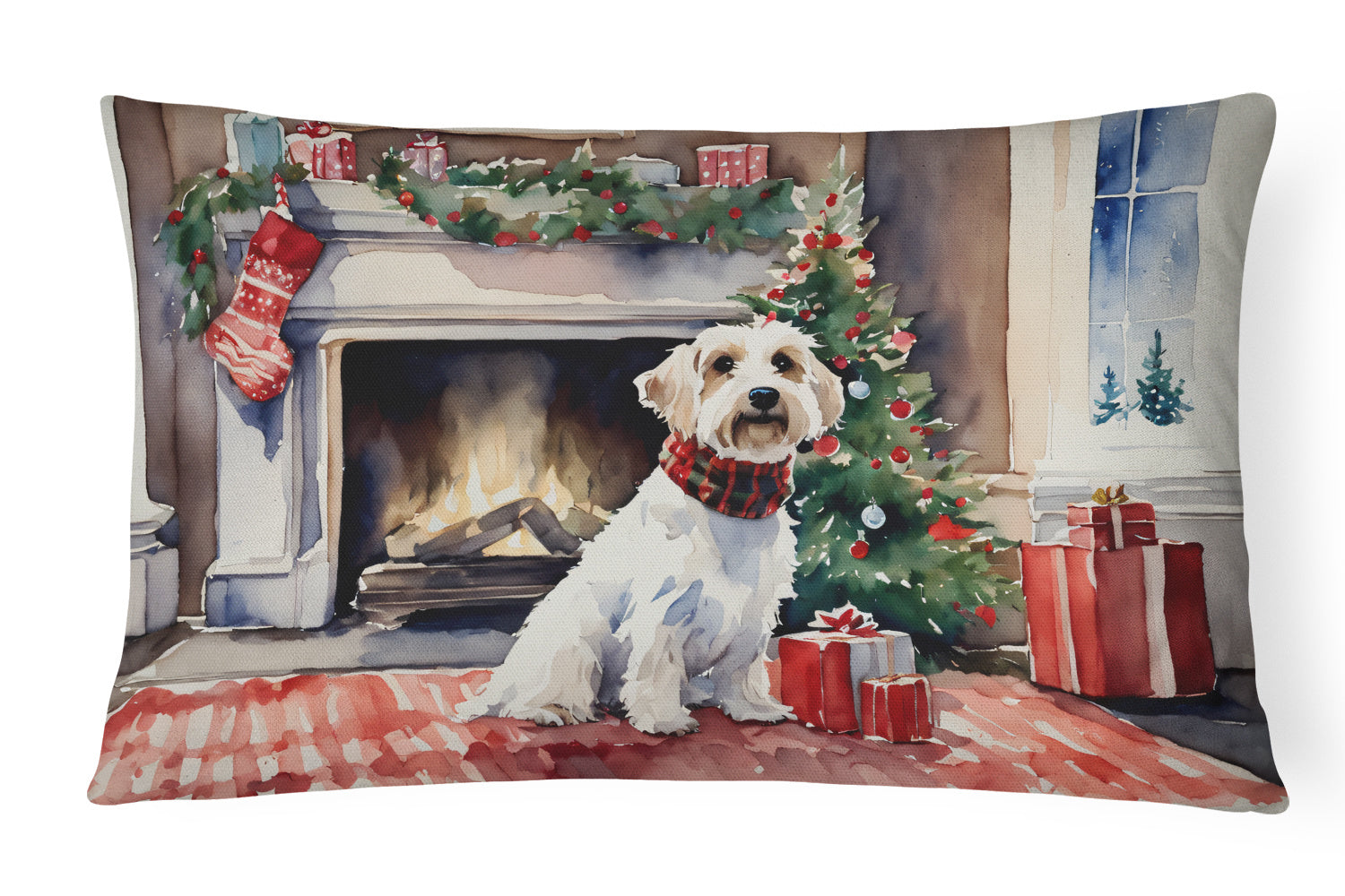 Cozy Christmas Throw Pillow Throw Pillow for Indoor Couch Bed Outdoor Patio Washable, Sealyham Terrier 2744,12Hx16W