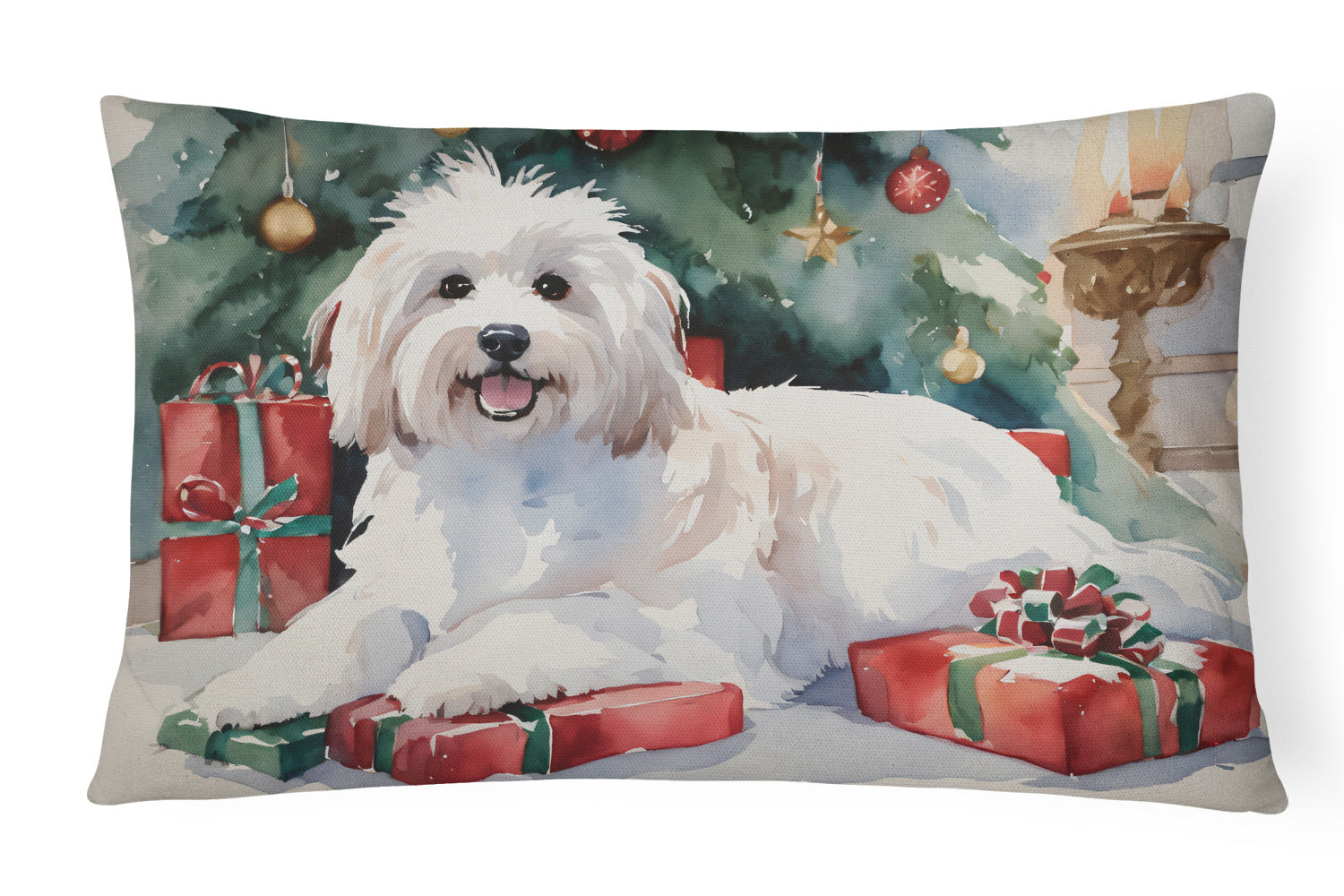 Cozy Christmas Throw Pillow Throw Pillow for Indoor Couch Bed Outdoor Patio Washable, Coton De Tulear 2639,12Hx16W