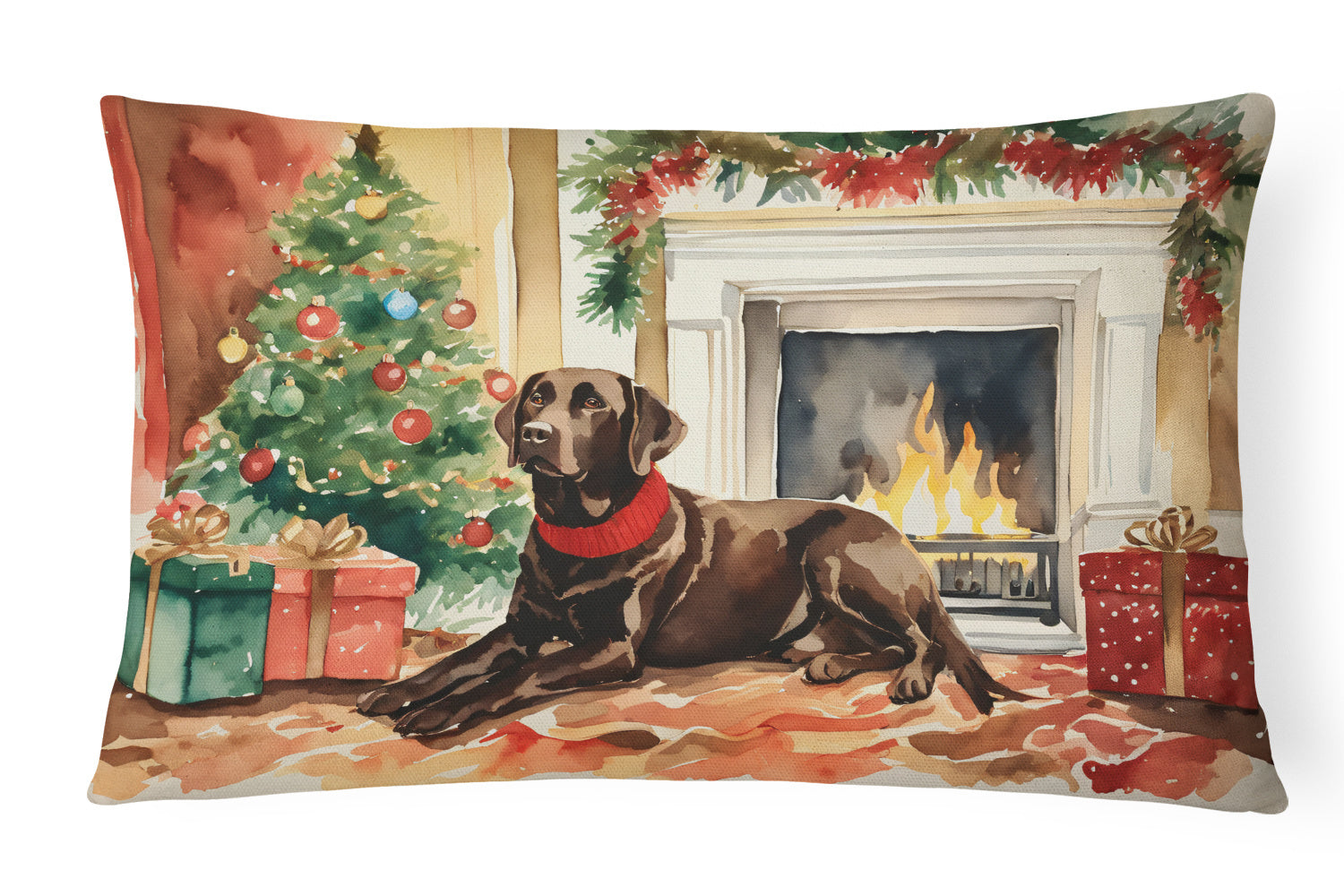 Cozy Christmas Throw Pillow Throw Pillow for Indoor Couch Bed Outdoor Patio Washable, Labrador Retriever 2695,12Hx16W