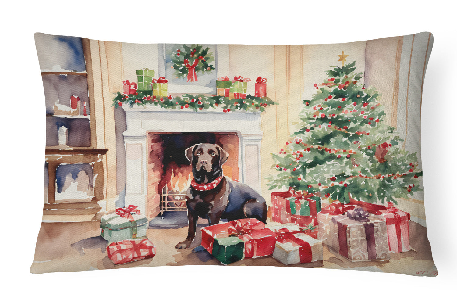 Cozy Christmas Throw Pillow Throw Pillow for Indoor Couch Bed Outdoor Patio Washable, Labrador Retriever 2696,12Hx16W