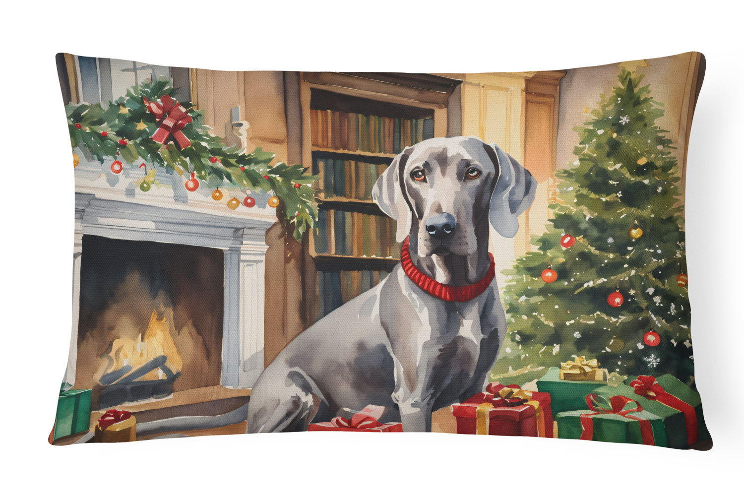 Cozy Christmas Throw Pillow Throw Pillow for Indoor Couch Bed Outdoor Patio Washable, Weimaraner 2759,12Hx16W