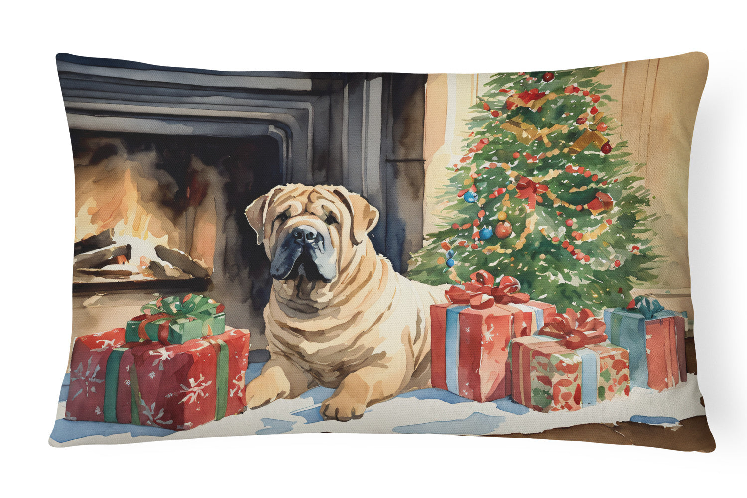 Cozy Christmas Throw Pillow Throw Pillow for Indoor Couch Bed Outdoor Patio Washable, Shar Pei 2747,12Hx16W