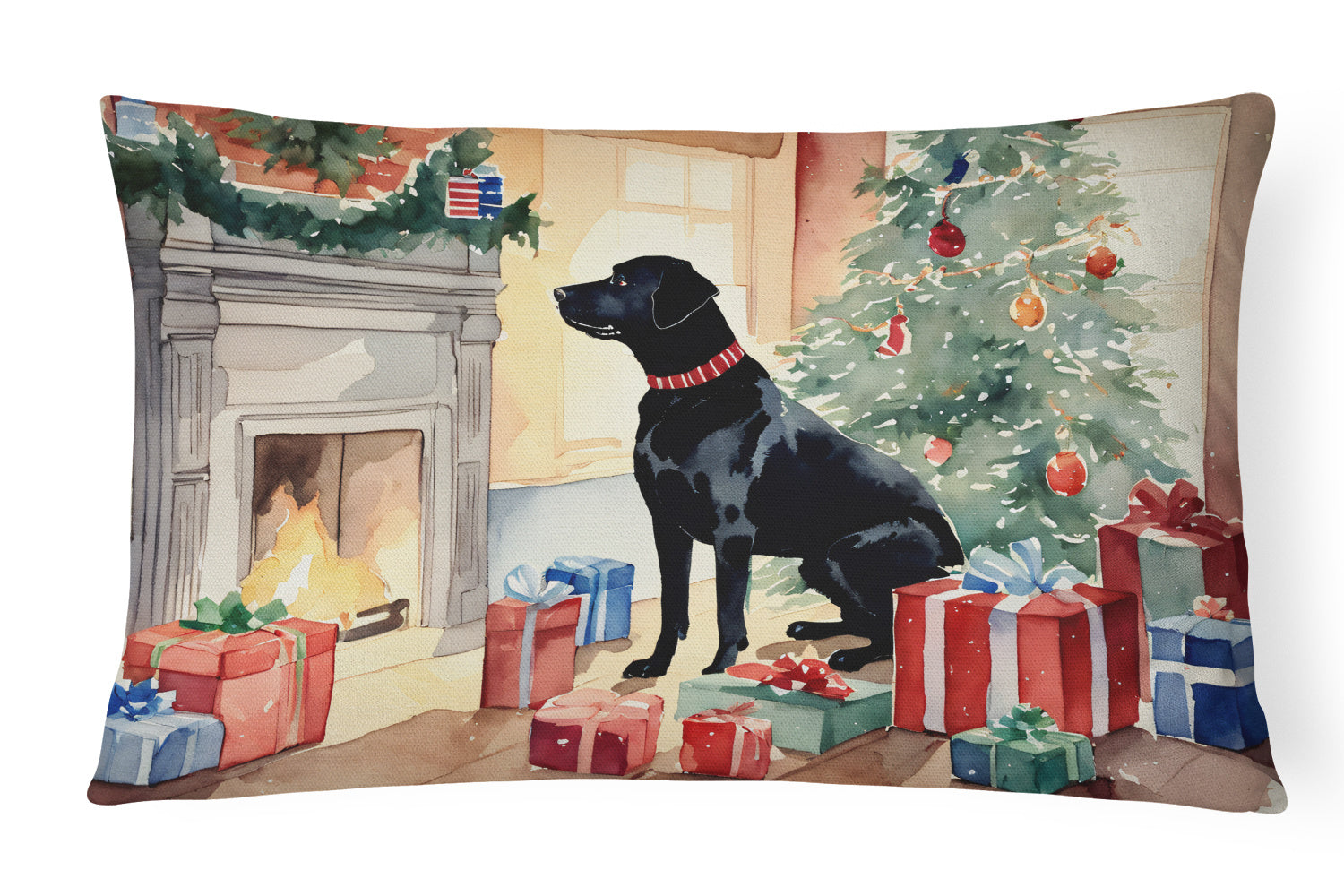 Cozy Christmas Throw Pillow Throw Pillow for Indoor Couch Bed Outdoor Patio Washable, Labrador Retriever 2694,12Hx16W