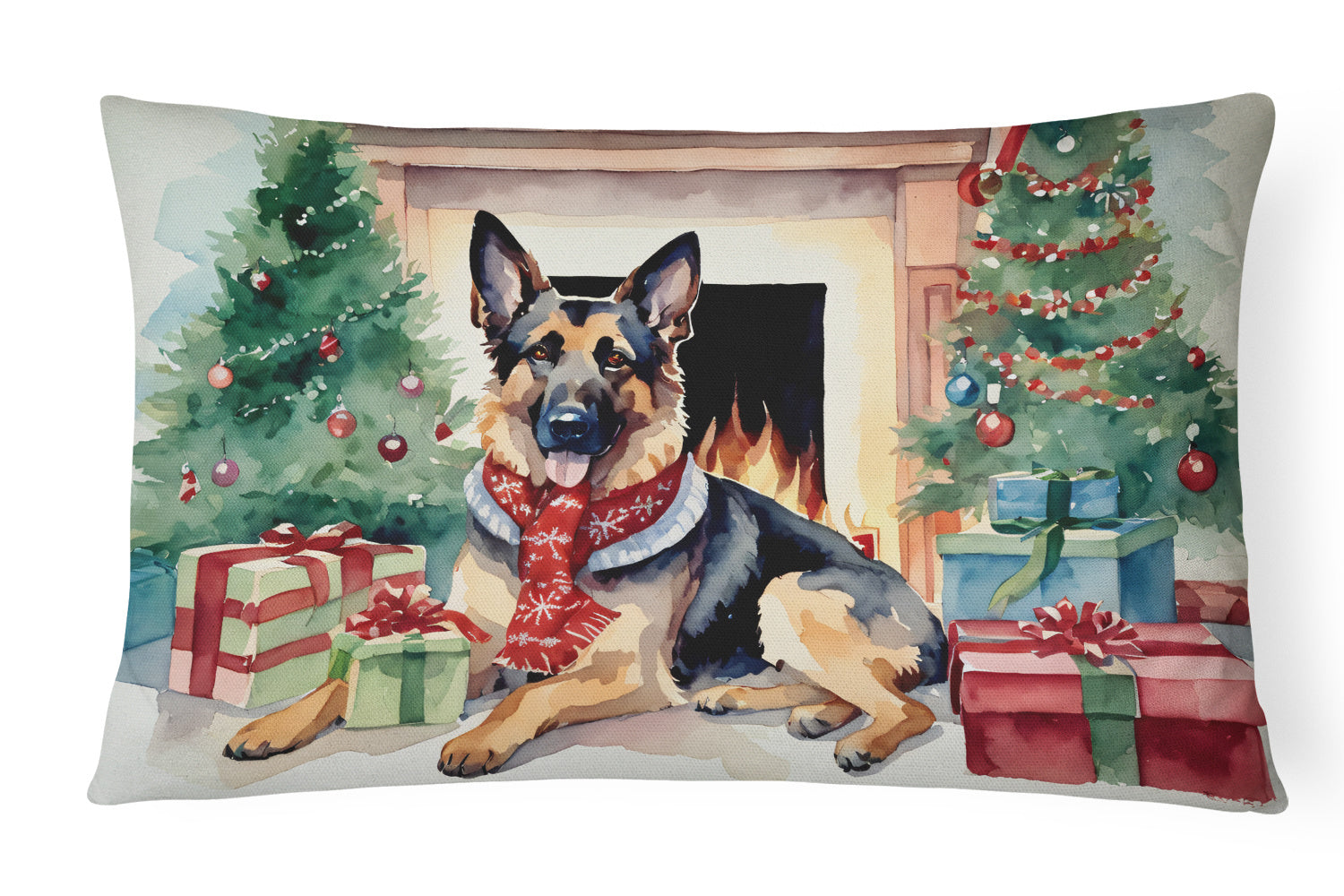 Cozy Christmas Throw Pillow Throw Pillow for Indoor Couch Bed Outdoor Patio Washable, German Shepherd 2662,12Hx16W