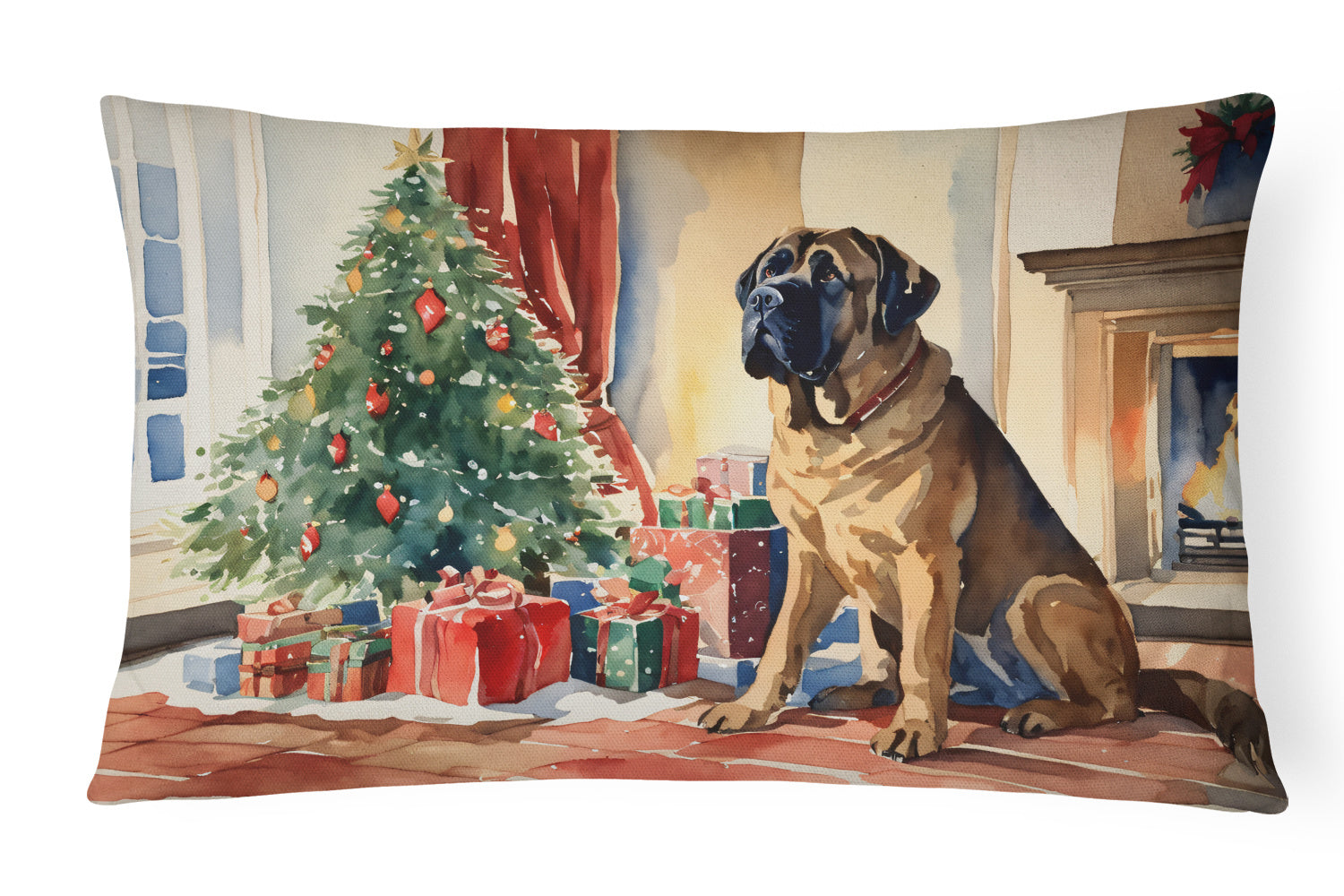 Cozy Christmas Throw Pillow Throw Pillow for Indoor Couch Bed Outdoor Patio Washable, Mastiff 2704,12Hx16W