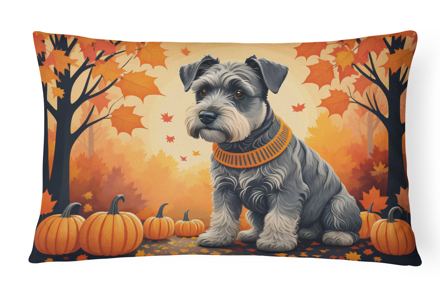 Autumn Leaves Throw Pillow Throw Pillow for Indoor Couch Bed Outdoor Patio Washable, Schnauzer,12Hx16W