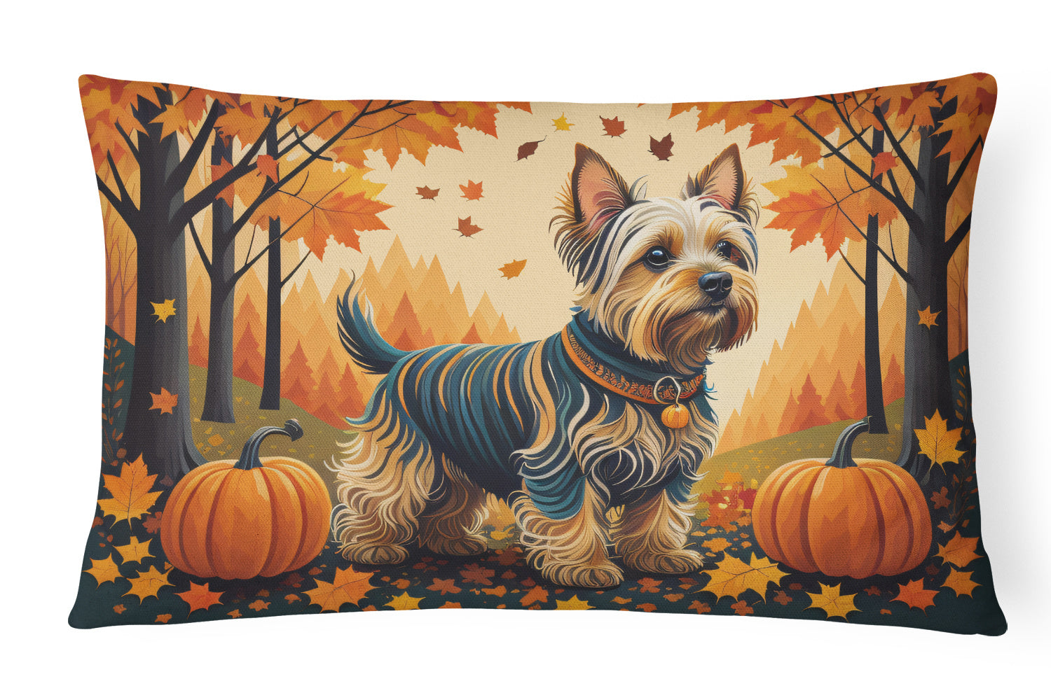 Autumn Leaves Throw Pillow Throw Pillow for Indoor Couch Bed Outdoor Patio Washable, Silky Terrier,12Hx16W