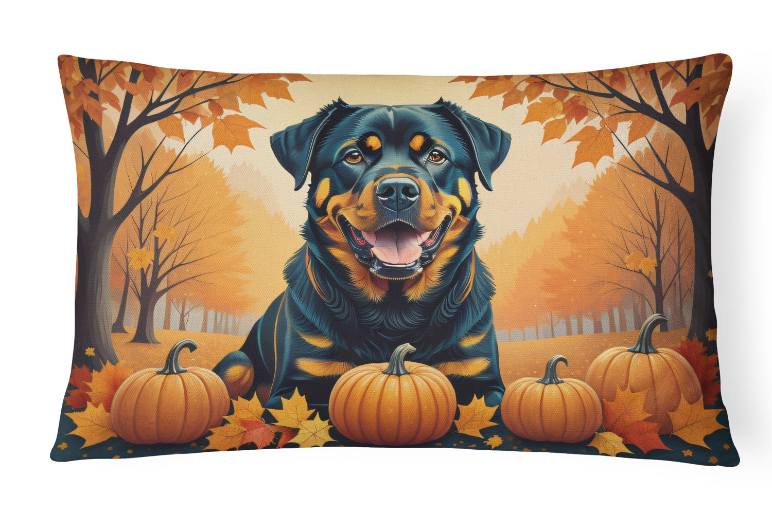 Autumn Leaves Throw Pillow Throw Pillow for Indoor Couch Bed Outdoor Patio Washable, Rottweiler,12Hx16W