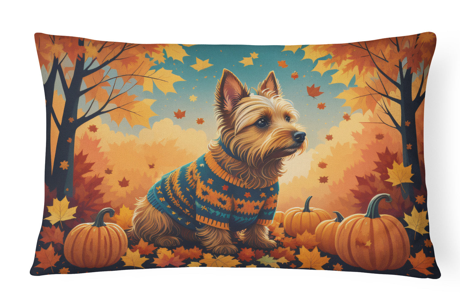 Autumn Leaves Throw Pillow Throw Pillow for Indoor Couch Bed Outdoor Patio Washable, Australian Terrier,12Hx16W