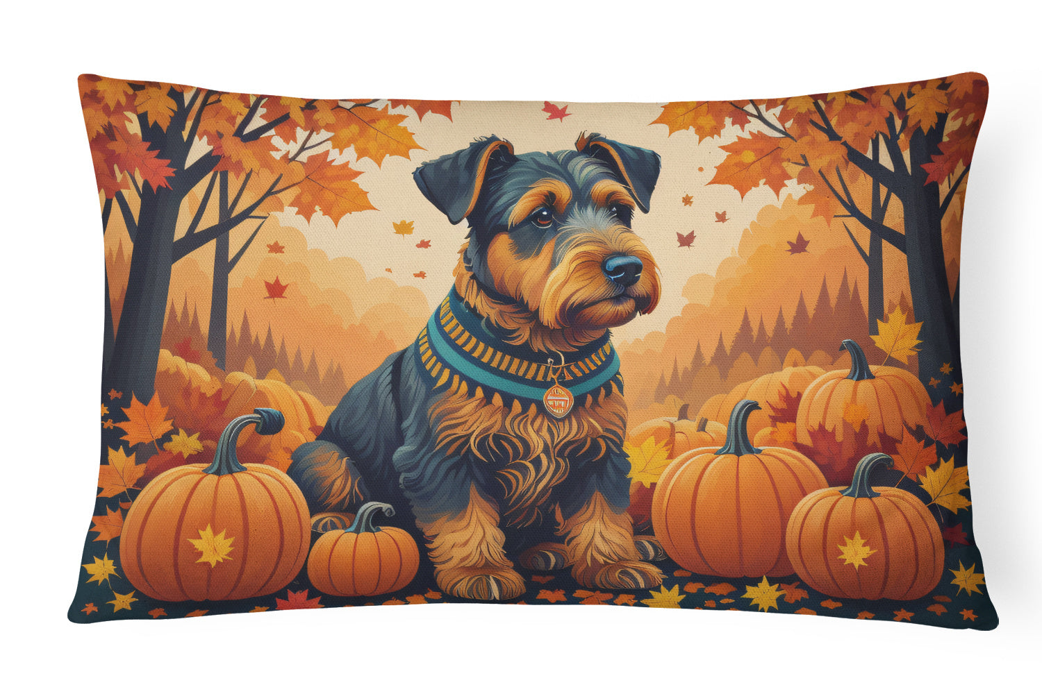 Autumn Leaves Throw Pillow Throw Pillow for Indoor Couch Bed Outdoor Patio Washable, Airedale Terrier,12Hx16W