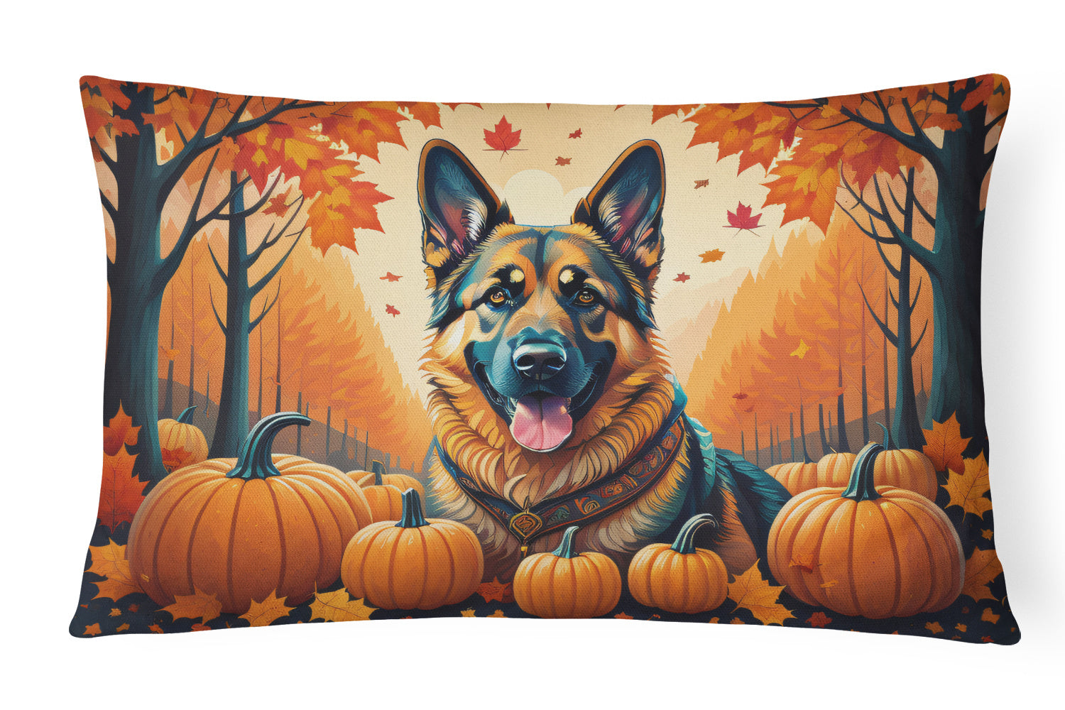 Autumn Leaves Throw Pillow Throw Pillow for Indoor Couch Bed Outdoor Patio Washable, German Shepherd,12Hx16W