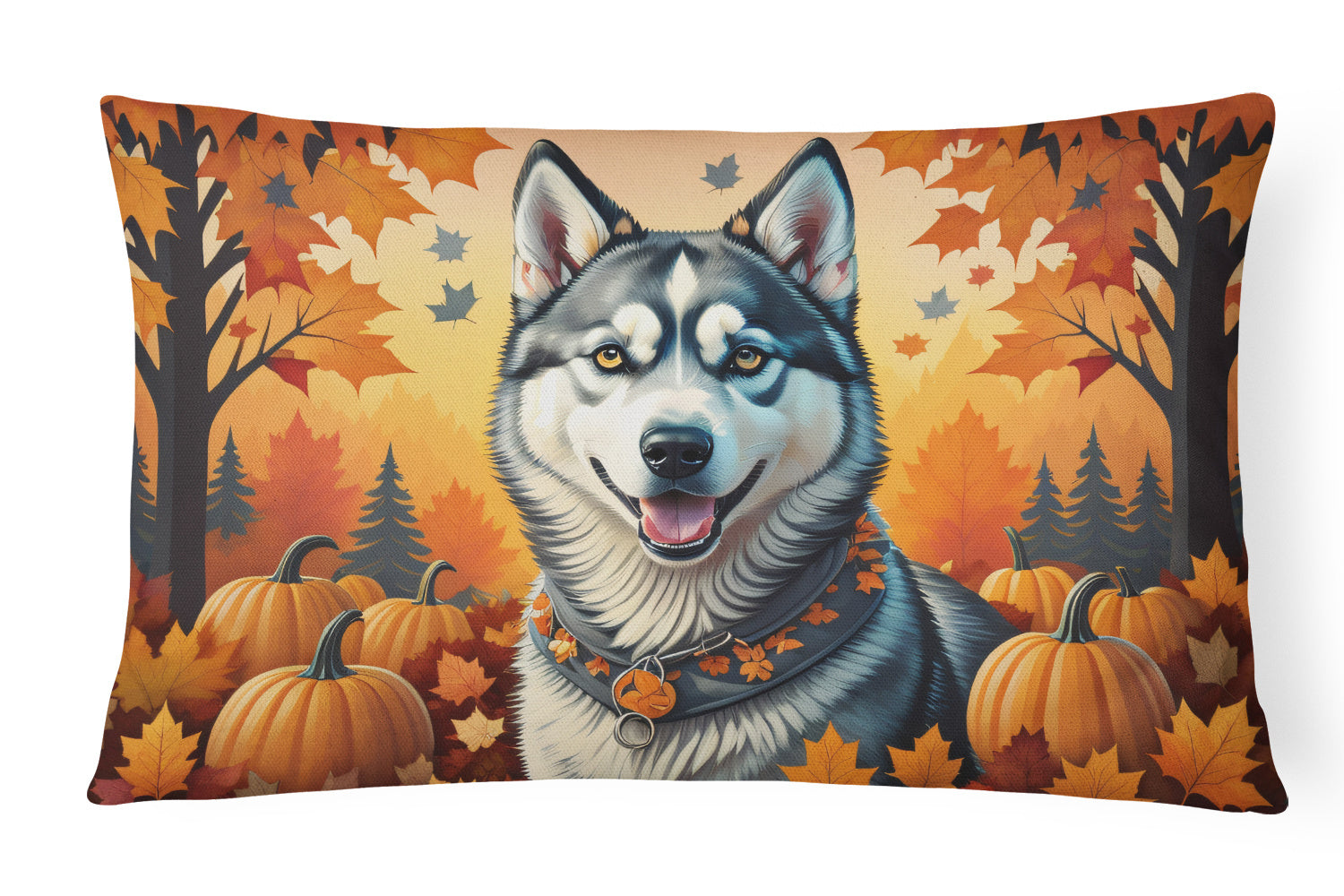 Autumn Leaves Throw Pillow Throw Pillow for Indoor Couch Bed Outdoor Patio Washable, Siberian Husky,12Hx16W