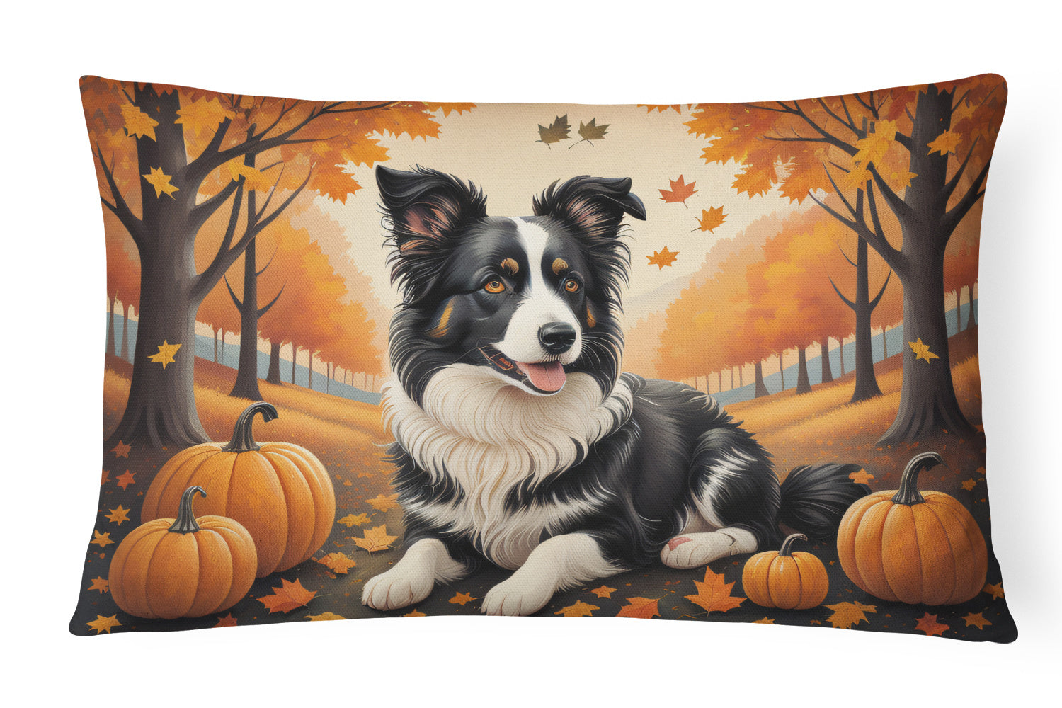 Autumn Leaves Throw Pillow Throw Pillow for Indoor Couch Bed Outdoor Patio Washable, Border Collie,12Hx16W