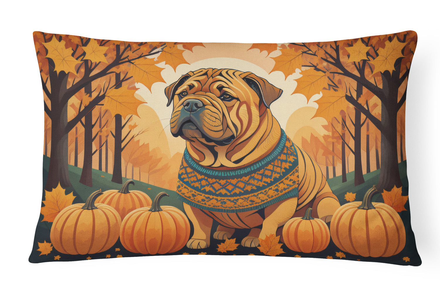 Autumn Leaves Throw Pillow Throw Pillow for Indoor Couch Bed Outdoor Patio Washable, Shar Pei,12Hx16W