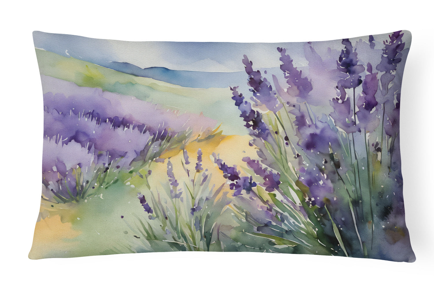 Flowers in Watercolor Throw Pillow Throw Pillow for Indoor Couch Bed Outdoor Patio Washable, Lavender 1583,12Hx16W