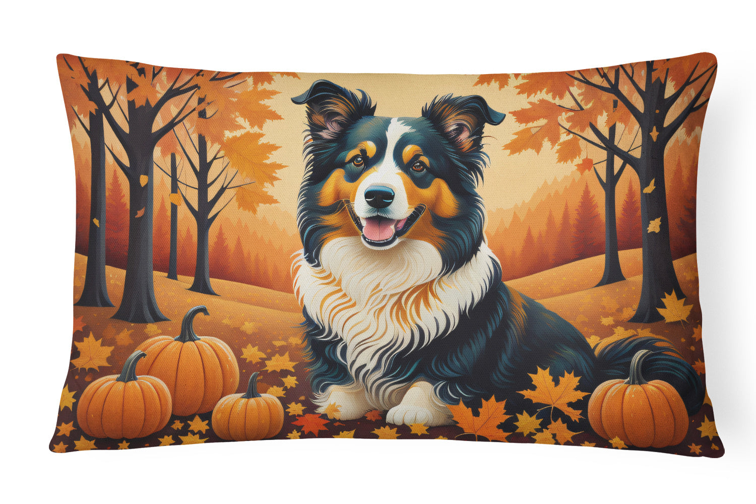 Autumn Leaves Throw Pillow Throw Pillow for Indoor Couch Bed Outdoor Patio Washable, Collie,12Hx16W