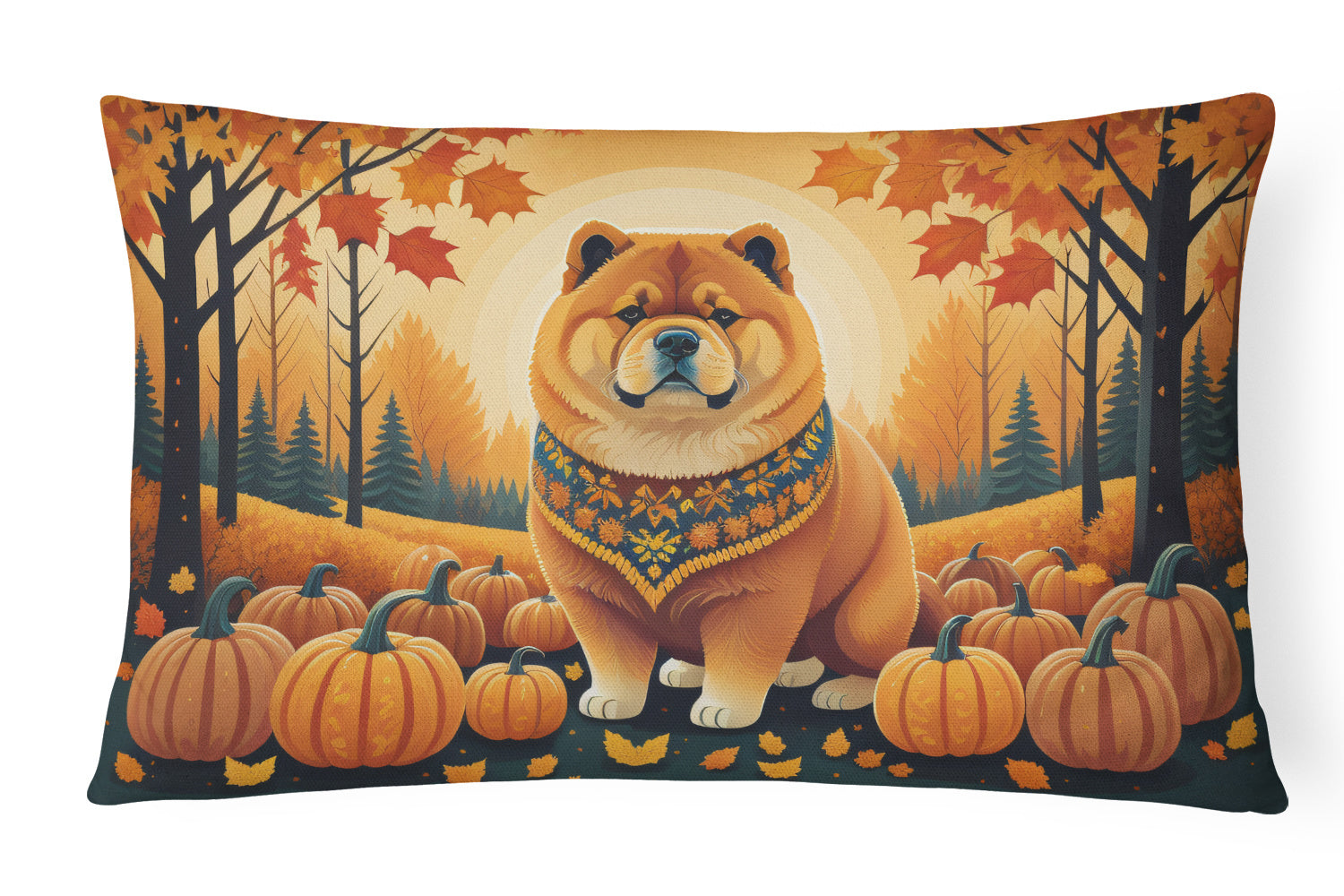 Autumn Leaves Throw Pillow Throw Pillow for Indoor Couch Bed Outdoor Patio Washable, Chow Chow,12Hx16W