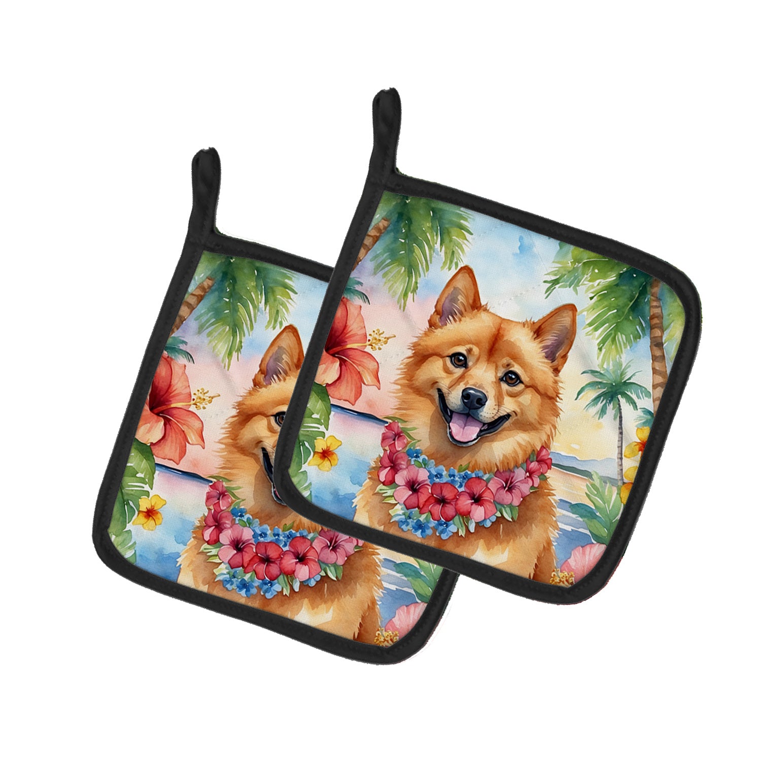 Finnish Spitz Luau Pair of Pot Holders Kitchen Heat Resistant Pot Holders Sets Oven Hot Pads for Cooking Baking BBQ, 7 1/2 x 7 1/2