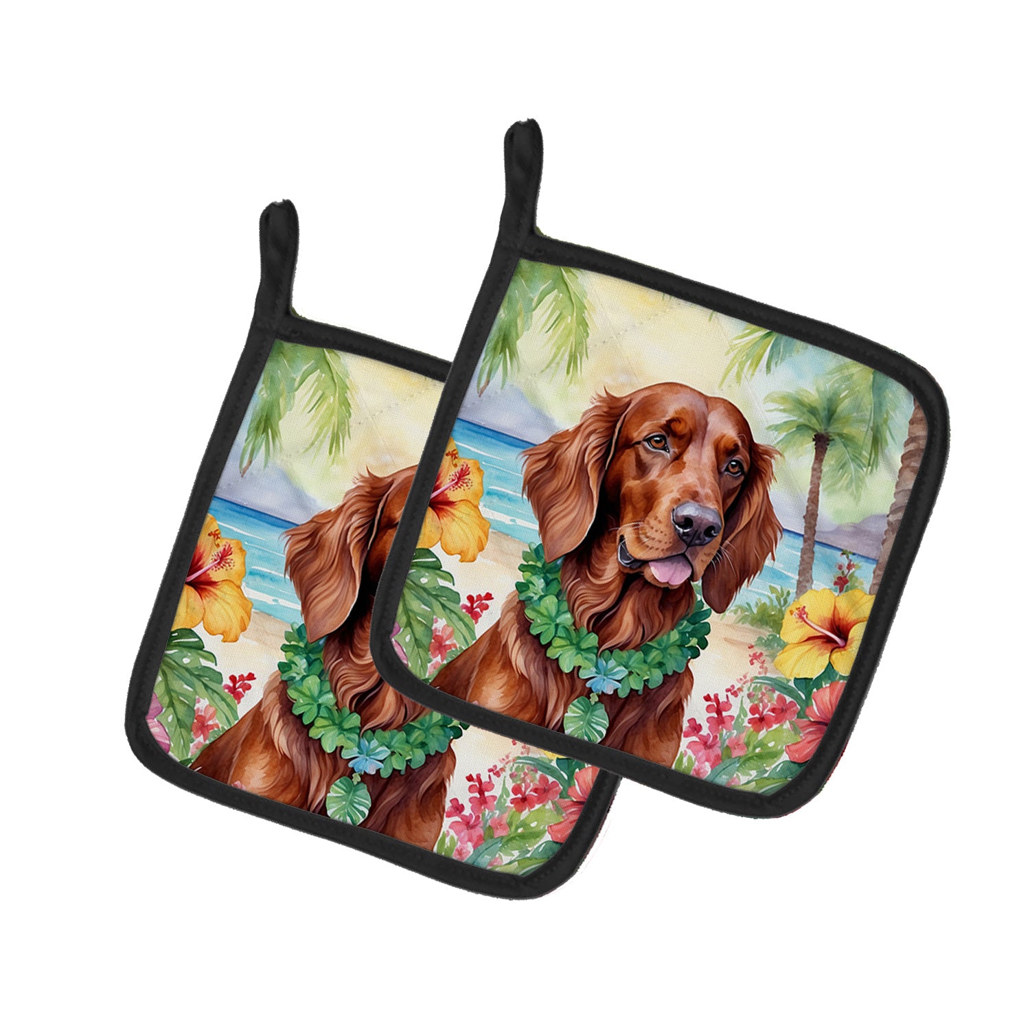 Irish Setter Luau Pair of Pot Holders Kitchen Heat Resistant Pot Holders Sets Oven Hot Pads for Cooking Baking BBQ, 7 1/2 x 7 1/2