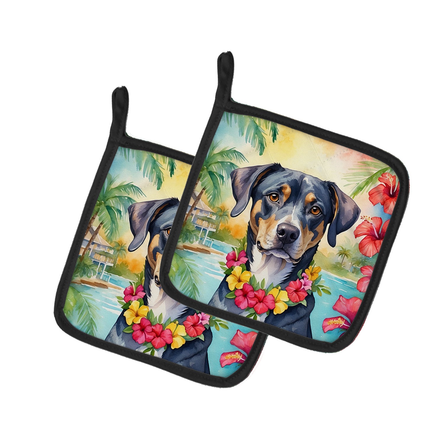 Catahoula Luau Pair of Pot Holders Kitchen Heat Resistant Pot Holders Sets Oven Hot Pads for Cooking Baking BBQ, 7 1/2 x 7 1/2