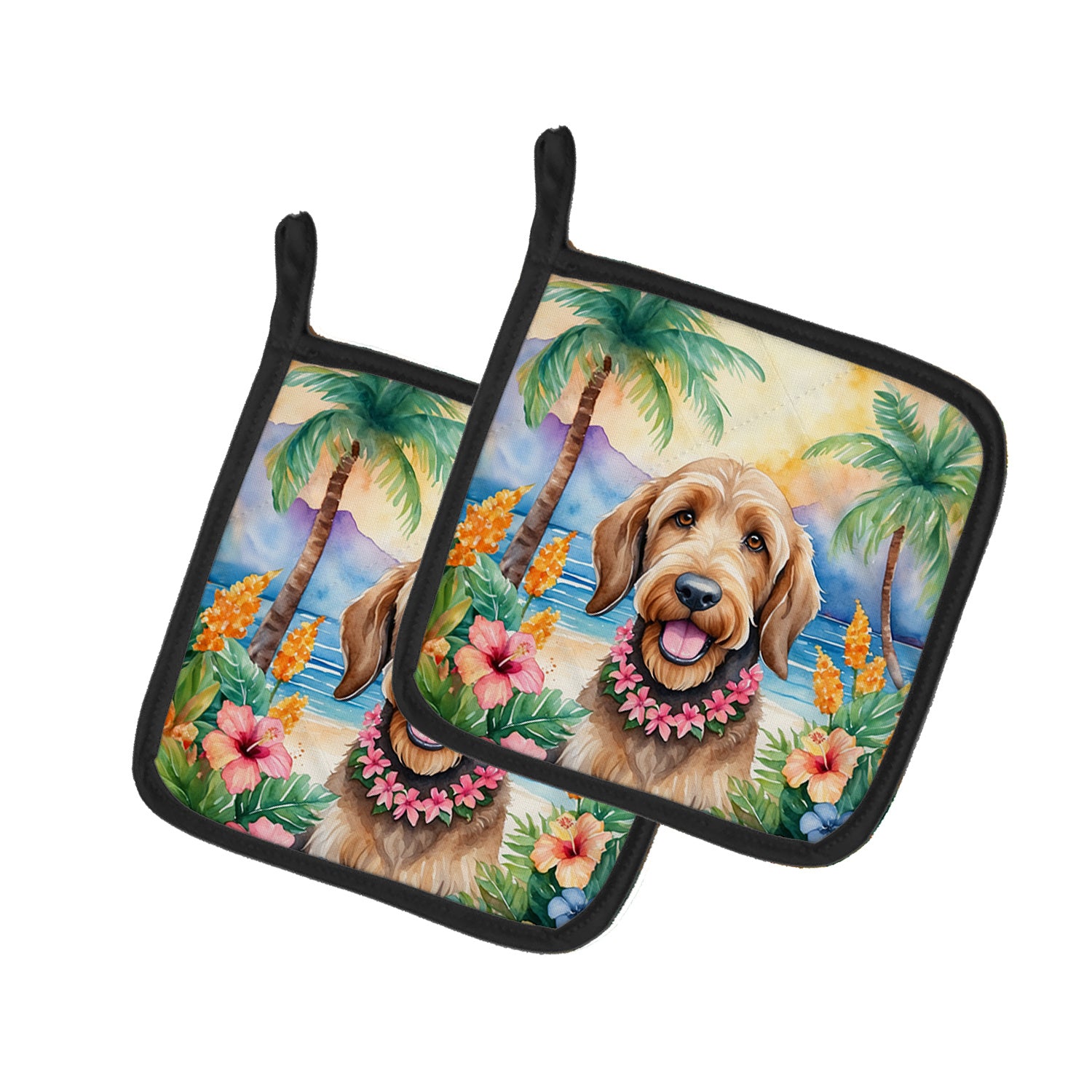 Otterhound Luau Pair of Pot Holders Kitchen Heat Resistant Pot Holders Sets Oven Hot Pads for Cooking Baking BBQ, 7 1/2 x 7 1/2